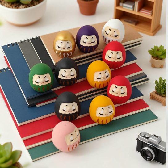 Lot de 4 figurines Daruma en céramique