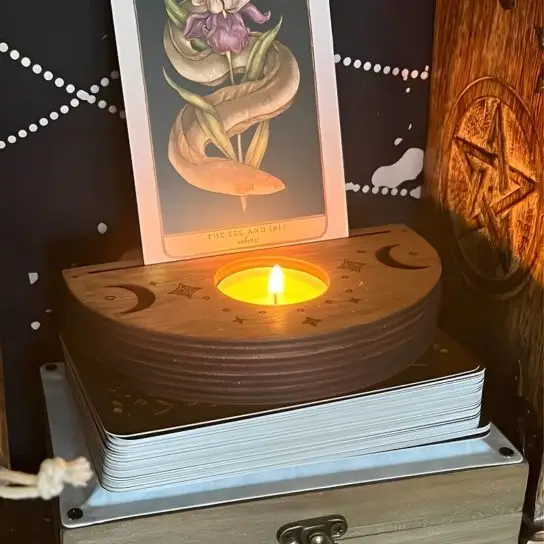 Présentoir de cartes en bois, phases de lune