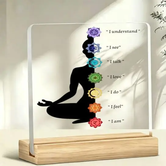 Décoration Fleur des sept chakras sur socle