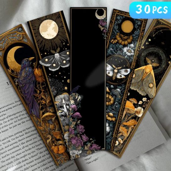 Lot de 30 marque-pages vintage Corbeau et Chat noir