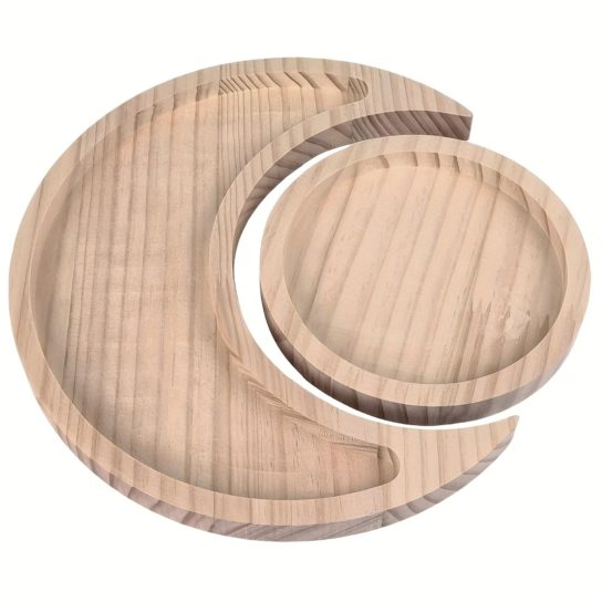 Plateaux de rangement en bois – Lune et cercle
